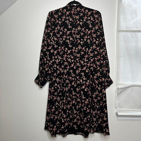 MODCLOTH Enjoy Every Moment Midi Dress Black Floral Long Sleeve Size 22 No Belt - Picture 6 of 12